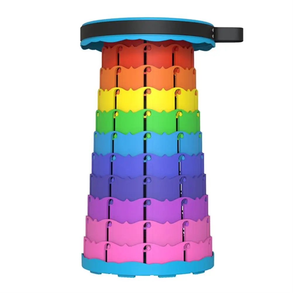 Durable Telescopic Camping Stool Plastic Rainbow Folding Lightweight Adjustable Fishing Chair for Hiking Beach Bathroom |