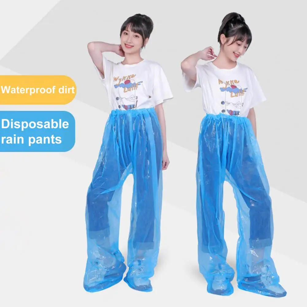 Rain Pants Waterproof Elastic Waist Rain Trousers For Men Women 130cm/107cm Length Non-disposable Trousers For Outdoor/Hiking disposable rain pants