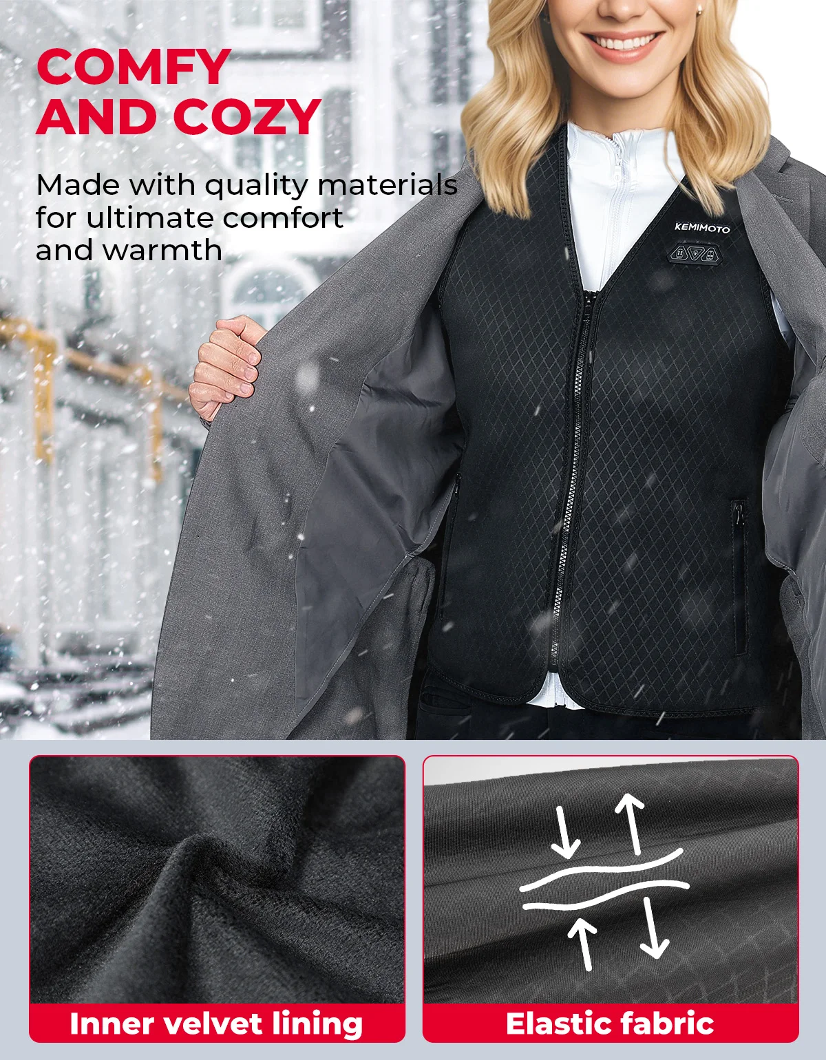 Reflective Vest KEMIMOTO Winter Warm Heated Vest Men Women Motorcycle Heated Jacket USB Electric Smart Heating For Skiing Fishing Outdoor