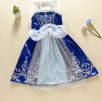 Kids Princess Costume Children Elsa Anna Halloween Dress Girl Jasmine Moana Dinner Dress Rapunzel Mermaid Pageant Disguise 3-10Y 6
