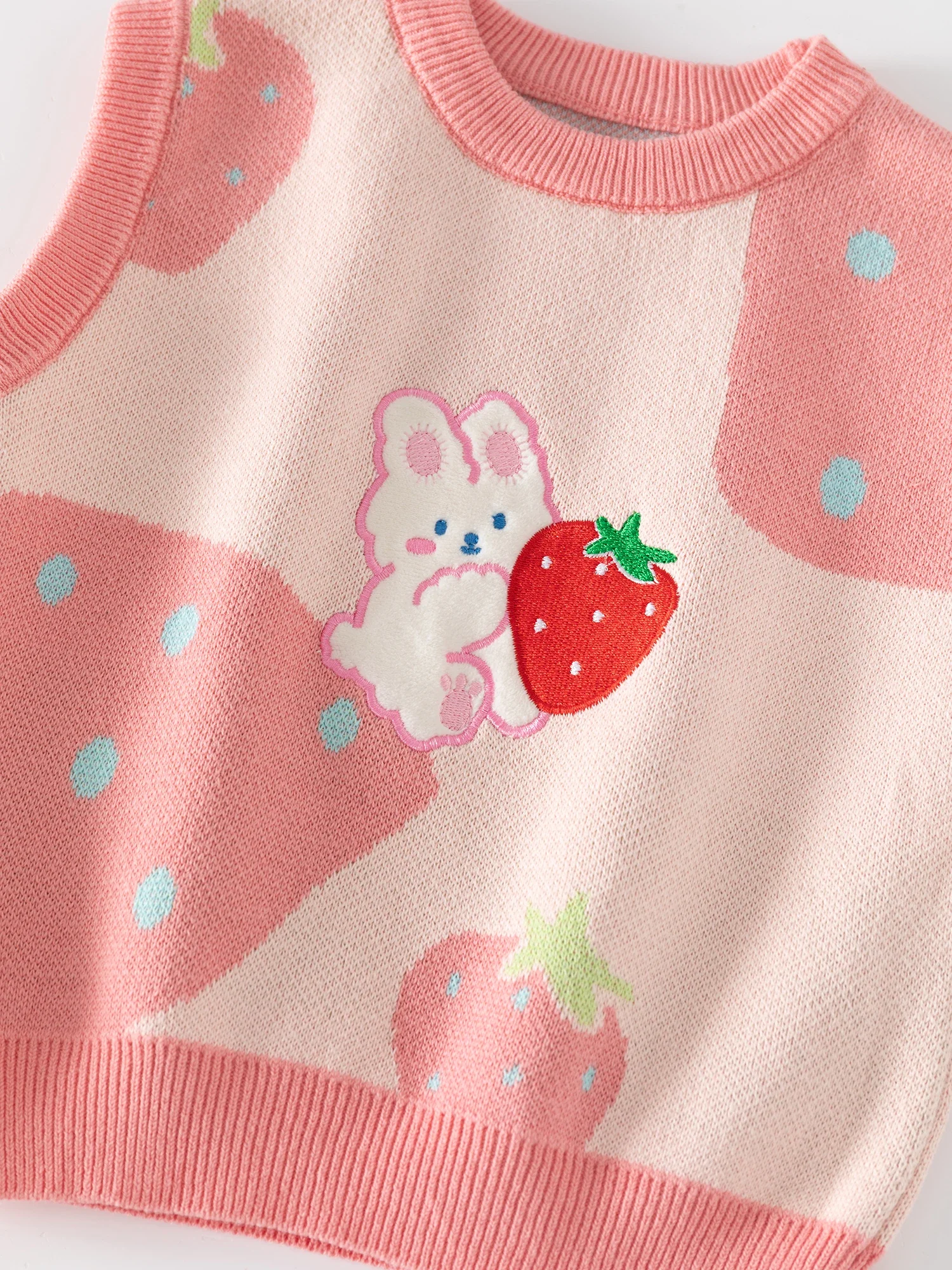 Girls Cute Knit Cartoon Rabbit Pattern Cotton Vest, Sleeveless Comfy Sweater Vest Top For Spring Fall Easter