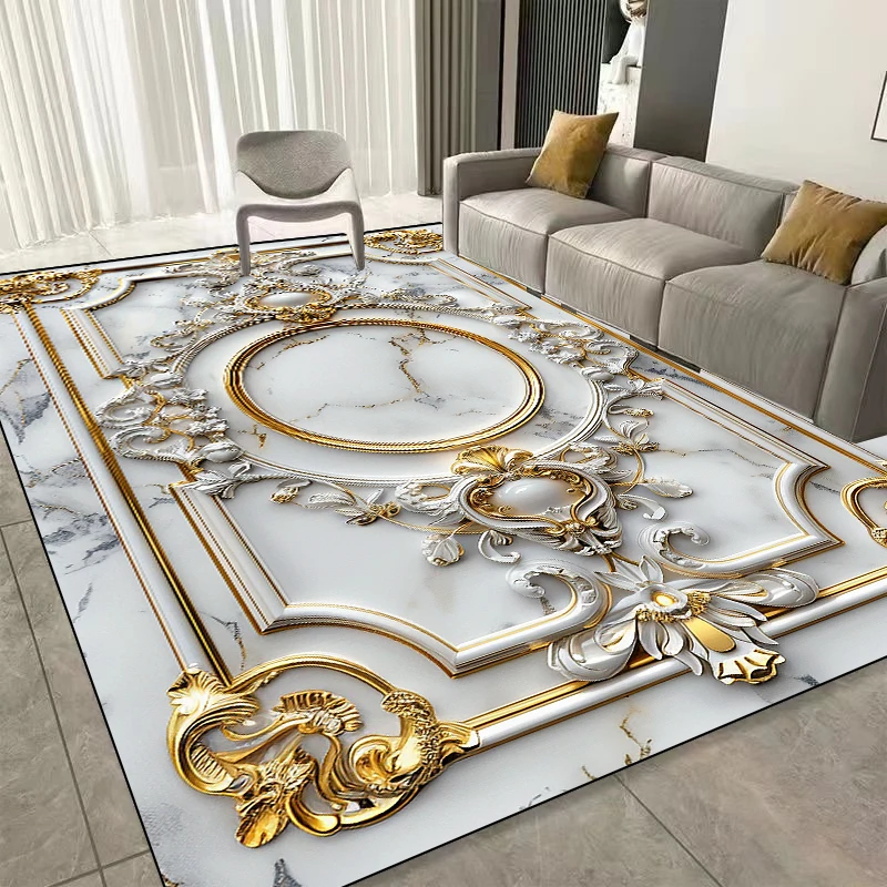 Modern Golden Frame Luxury Area Rug 2