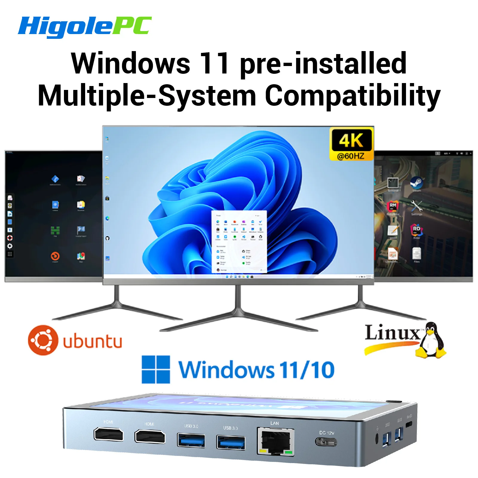 Higole Gole 1 Pro 5.5'' Fanless Mini PC Intel J4105 Windows
