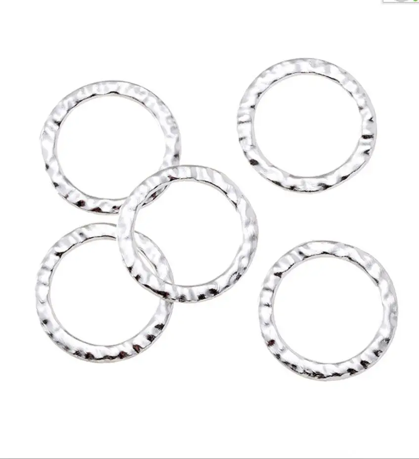30pcs 32*32mm Antique Silver Color Hammered Circle Charms For Jewelry Making F0528