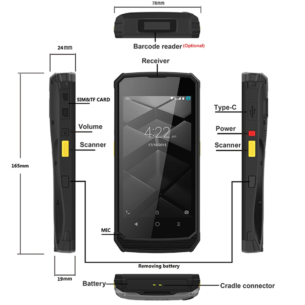 2025 Mobile PDA Android QR Code Barcode Scanner 5.5 Inch MT6761V 4GB RAM POS Terminal UHF RFID Reader WiFi 4G Data Capture