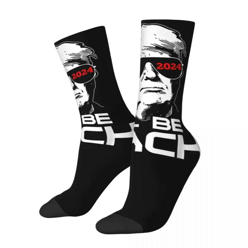 

Hip-hop Donald Trump 2024 President Crew Socks Merch All Seasons Super Soft Crew Socks Sweat Absorbing