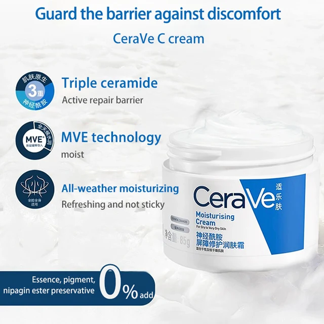 CeraVe Moisturizing Cream 85g Body Cream with Hyaluronic Acid and Ceramidesand Face Moisturizer for Dry Skin Oil-Free 2