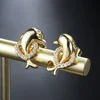 2024 New Stainless Steel Perforated Women Dolphin Earrings Light Luxury Fashion Girls Y2K Trendy Piercing Ear Studs Jewelry Gift 1
