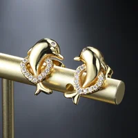 2024 New Stainless Steel Perforated Women Dolphin Earrings Light Luxury Fashion Girls Y2K Trendy Piercing Ear Studs Jewelry Gift 1