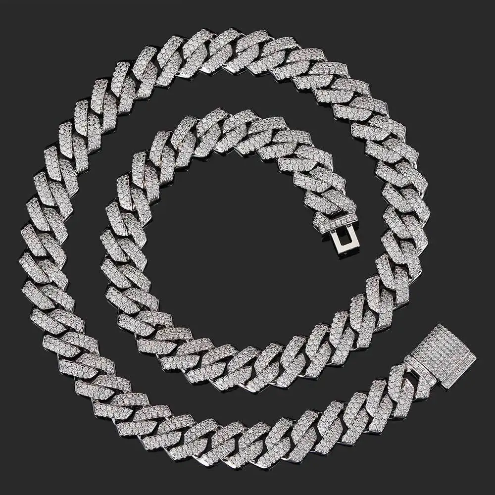 

2023 Fashion Men Hip Hop Zircon Necklace Unisex Rapper Cross Border Width 14mm Cuban Chain Necklace Jewelry MY0016
