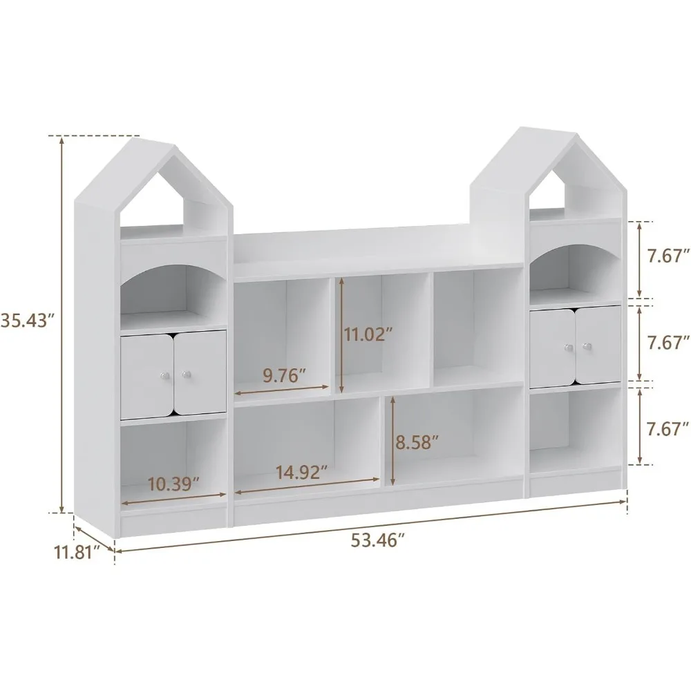 Castle Shape Children's Bookshelf, Kids Bookcase Display Case Kids Toy Storage Organizer Multifunctional Storage Cabinet 2