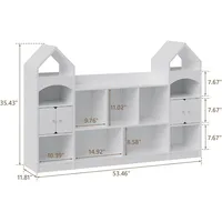 Castle Shape Children's Bookshelf, Kids Bookcase Display Case Kids Toy Storage Organizer Multifunctional Storage Cabinet 2