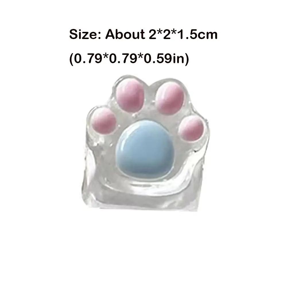 1/4 Pcs Cute Translucent Cat Paw Keycap Cross Axis Pink Blue Mechanical Keyboard Key Cap DIY Cartoon ESC WASD Keycaps