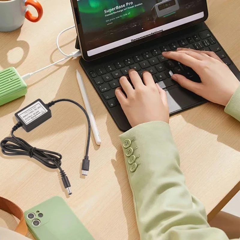 USB TypeC 20V DC24V 5.5x2.1mm 전원 케이블 24V 카메라 및 스피커 용 24V 출력 12V 15V 20V Led 조명 전원 공급 장치