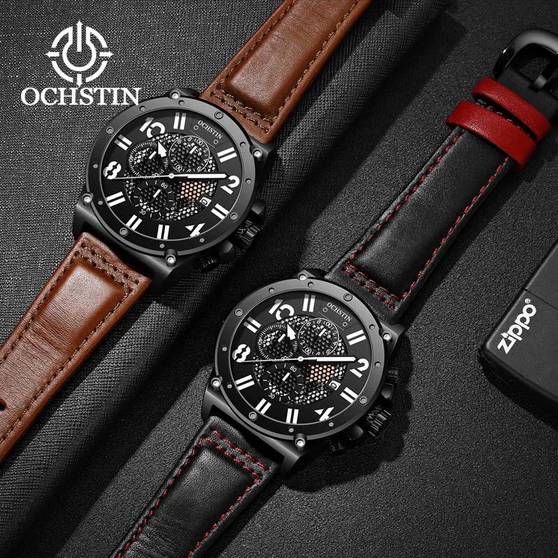 Ochstin Custom Trendy Pilot Series Movimento Al Quarzo Multifunzionale Orologio Impermeabile 2024 Nuovo Orologio Al Quarzo Da Uomo