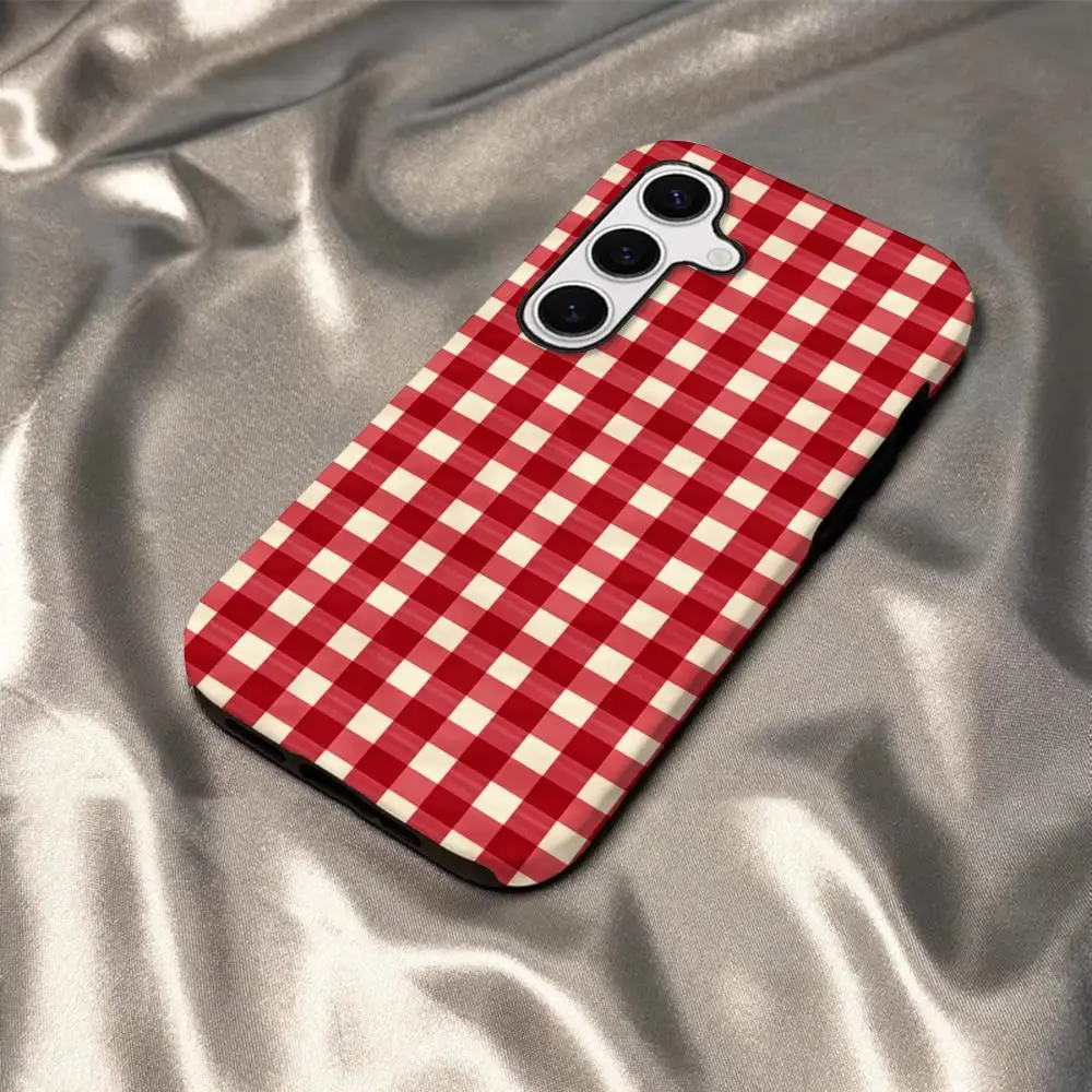 Vintage Red Gingham Glossy HD Phone Case - Durable Hard PC Cover