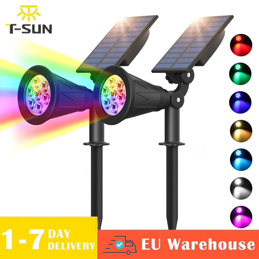 best solar light for home 1pc/2pcs 7LED Solar Spotlight Auto Color-Changing Outdoor Lighting Garden Solar Lamp Landscape Wall Light for Decoration solar flood lights outdoor