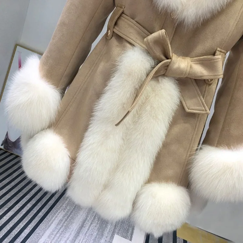 Women's Mid-Length Imitation Fur Coat, Female Outerwear, Thick Warm Outwear, Pure Color, Casual, Versatile, Winter Fashion