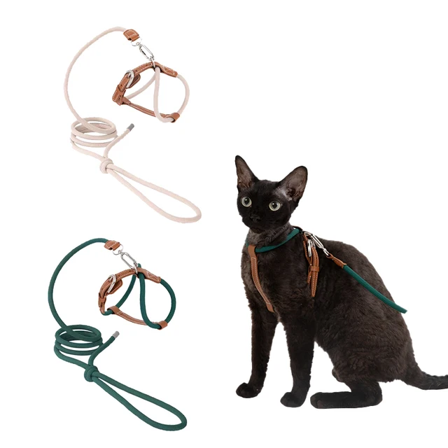 Adjustable Cat Chest Harness Set With Adjustable X-shaped Anti Slip Cat Traction Rope And Cat Walking Rope Walking Leash Set 2