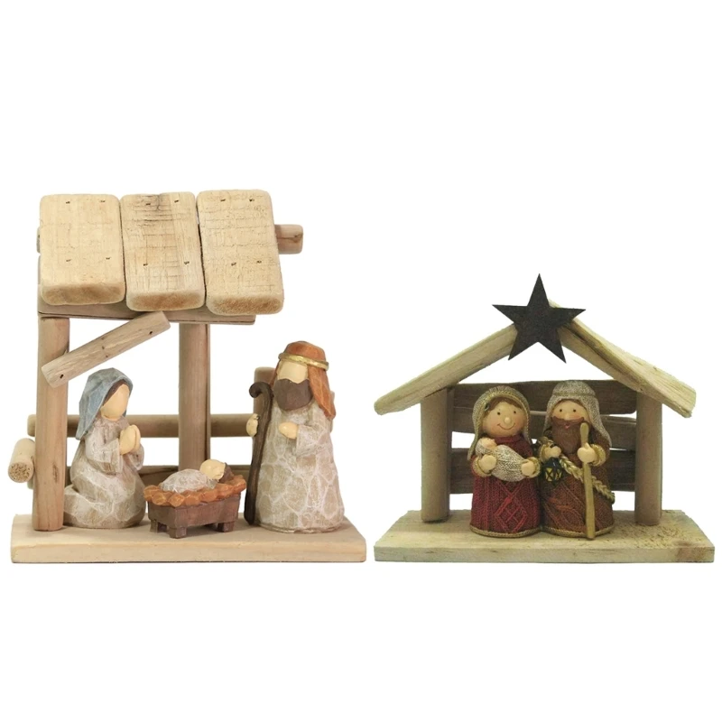 

Christ Nativity Statue Scene Resin House Manger Ornament Crafts for Children Adults Christmas Birthday Present