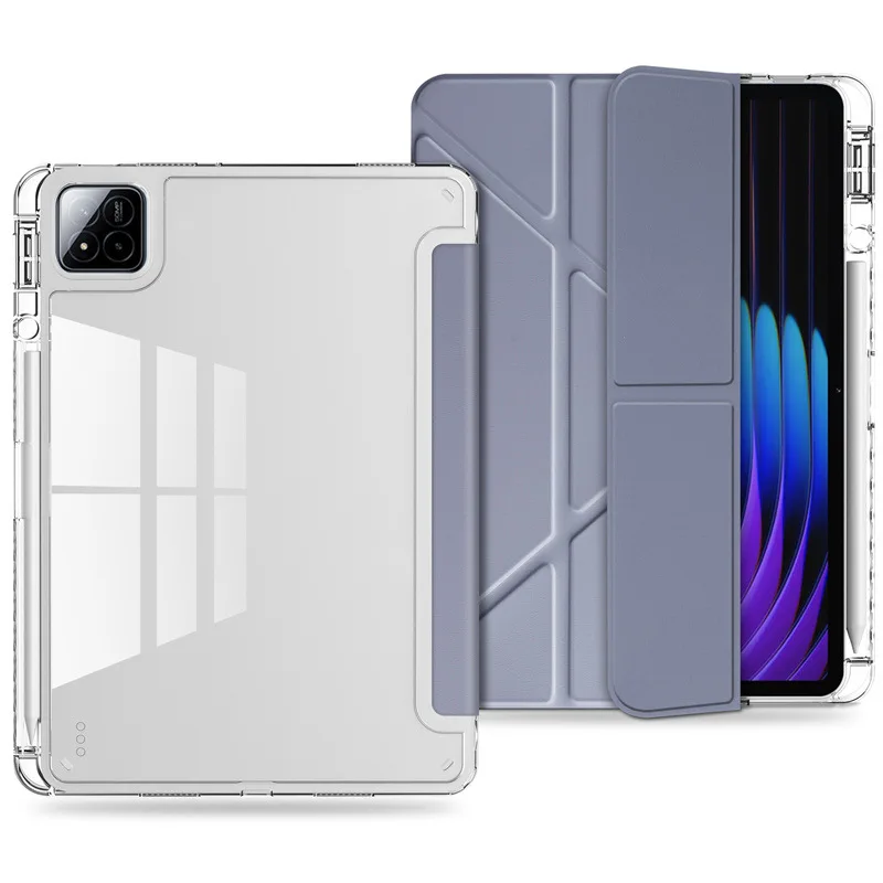 Clear Hard Acrylic Tablet Case with Pencil Holder and Stand Feature