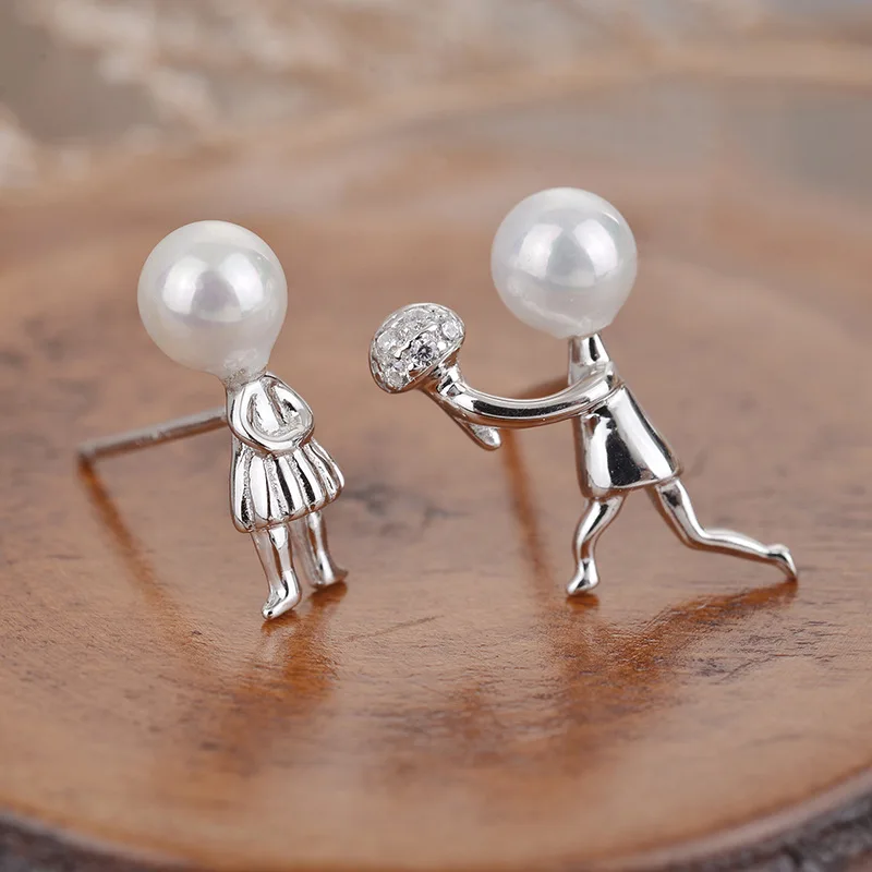 

Fashion Asymmetry Pearl Stud Earring For Women Wedding Ear Pierced Earrings Party Jewelry eh1238