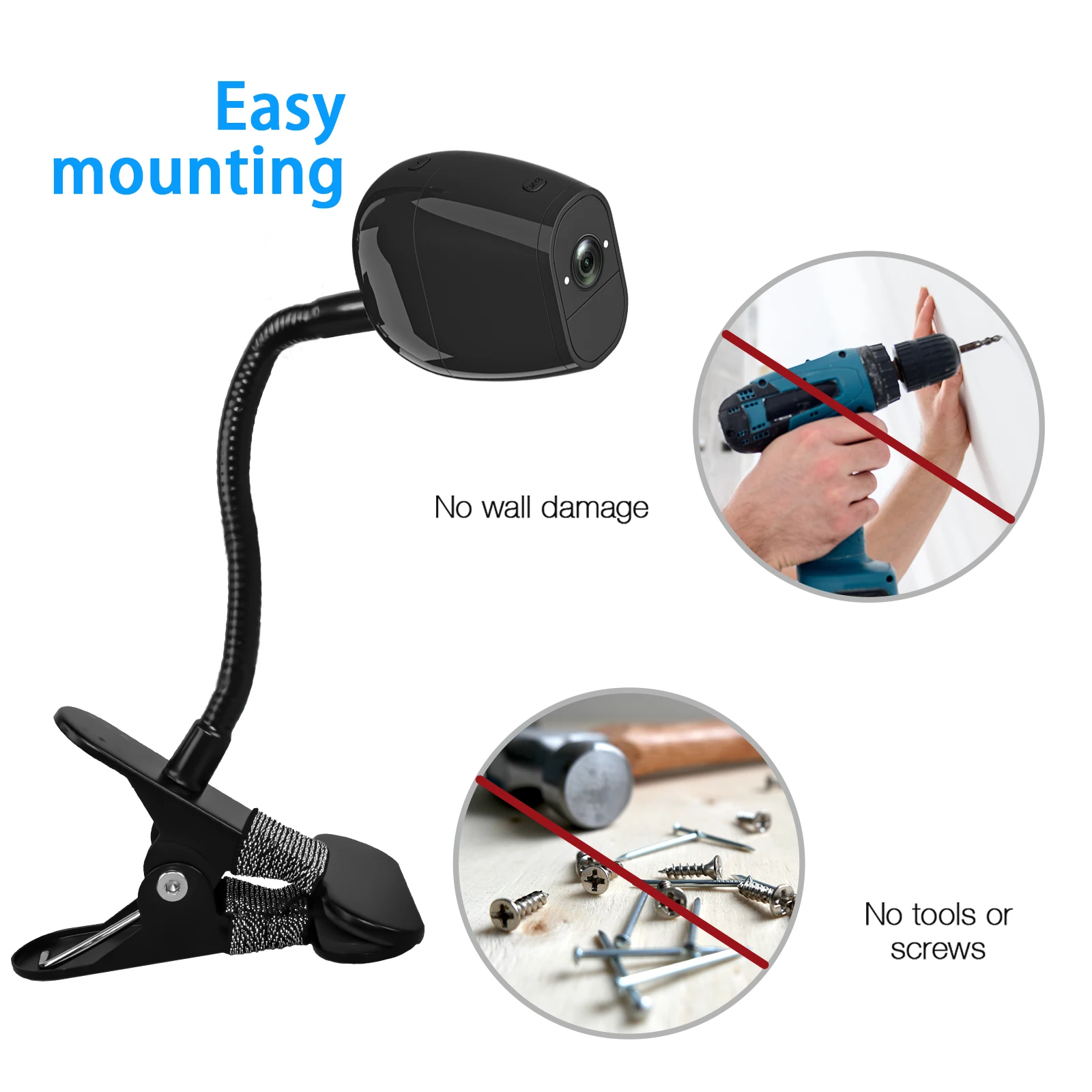 Flexible Clip Clamp Mount For Arlo Camera Serise Arlo Go,Arlo Pro