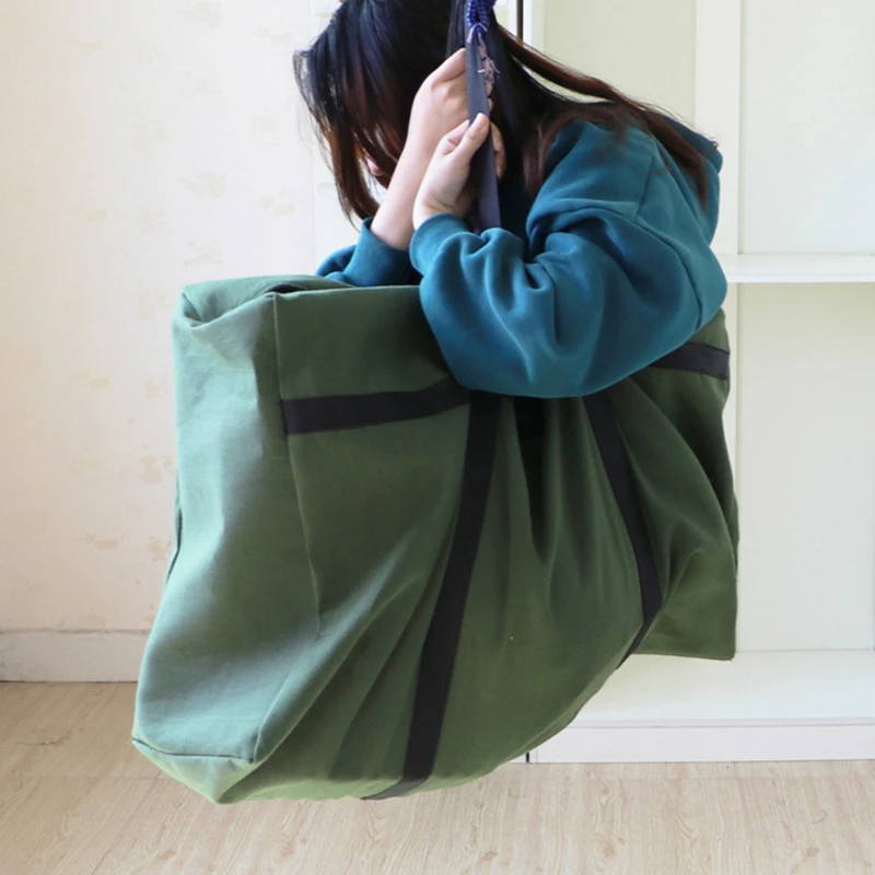 Heavy Duty Extra Large Capacity Storage Bags Green Thickened Canvas Moving Bags Moving Supplies Space Saving Clothes Organizer 3