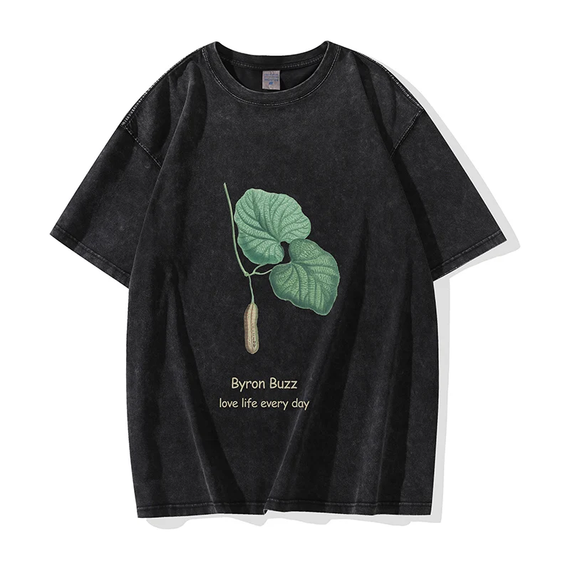 

Byron Buzz 2023 Washed T Shirt Vintage Unisex High Street Oversize Shirts Fashion Graphic Black T-Shirts For Men