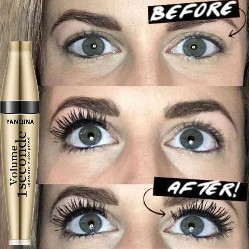 

1PC Black Mascara 4D Silk Fiber Waterproof Lengthens Curling Long Lash Quick Dry No Blooming Mascara Lash Extension Cosmetic