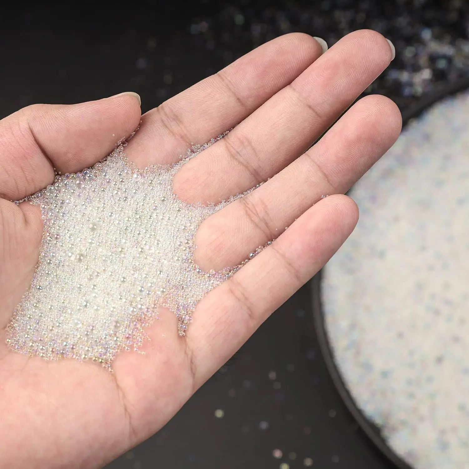10 g 0,4–3 mm bunte gemischte Blasenperlen für DIY-Schmuckherstellung, Zubehör, Silikonform, Epoxidharz, Nagelkunst, Dekor, Bastelfüllung – Detail 3