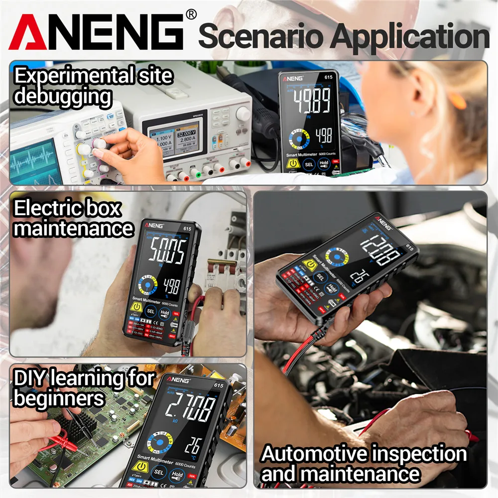 ANENG Multimeter 600V Smart Touch Multitester Diode Lithium Battery Charging Tester 6000 Counts AC/DC Voltage/Current Meters digital multimeter multimeter tester analog multimeter
