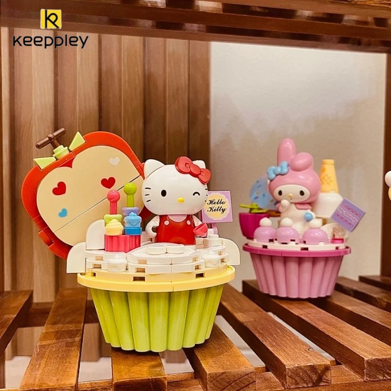KEEPPLEY 빌딩 블록 Kuromi 마이 멜로디 Sanrio 시리즈 작은 입자 어린이 조립 장난감 데스크탑 장식 휴일 선물