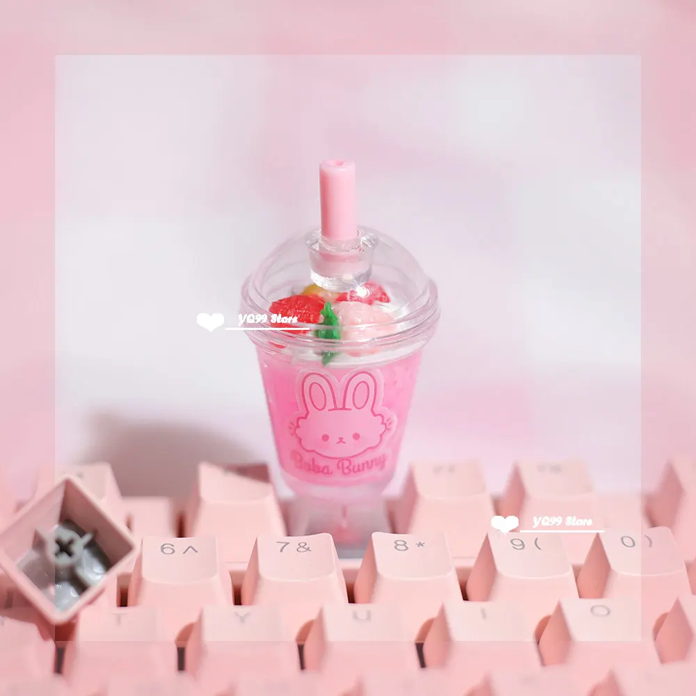 Personalizado Bonito Sobremesa Sorvete Copo Keycap Teclado Mecânico Tridimensional Kawaii Keycaps Menina Rosa r4 Keycap Peças - Imagem 3