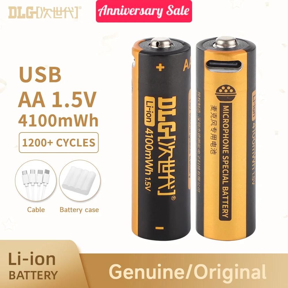 

Литиевая аккумуляторная батарея DLGPOWER, 1,5 в, USB, AA, МВтч, для микрофона, видеоигр, телевизора, пульта дистанционного управления, MP3, дымовой сигнализации, мыши