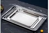 Food Stainless Steel Tray Buffet Presentation Trays Metal Food Serving Plate Kitchen Organizer Trays Decorative Kitchenware 6