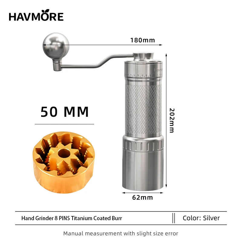 مطحنة قهوة يدوية Havmore 50 مم بإعداد دقيق من التي...