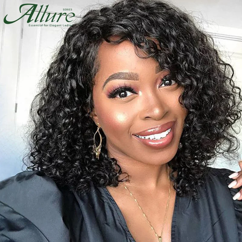 

Afro Kinky Curly Wig For Black Women Human Hair Brazilian Remy Short Sassy Jerry Curl Wig 150% Density Free Shipping Allure