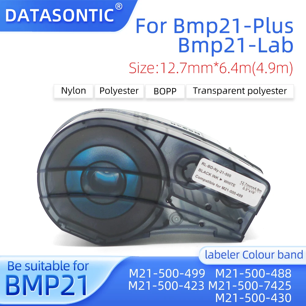 

5Pcs Polyester Label Cartridge M21-500-499/488/430/7425/423 0.5" FOR BMP21-PLUS/LAB Label Printer Nylon BOPP Label Tape Stickers
