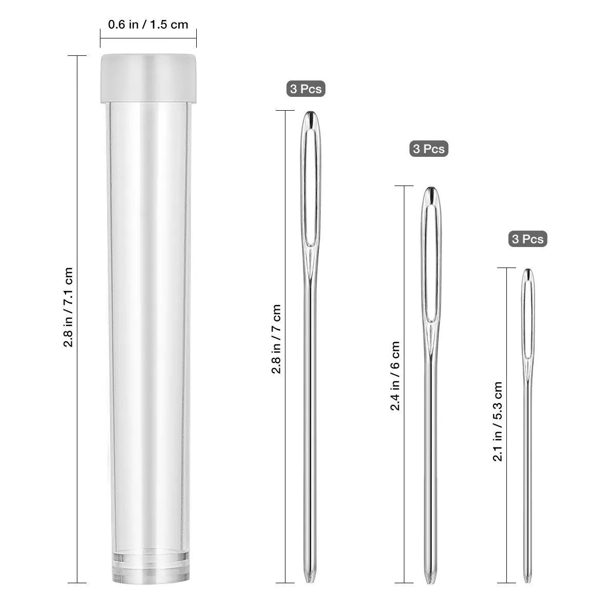 9Pcs 핸드 스티칭 바늘 큰 구멍 뭉툭한 팁 두꺼운 샤프트 원사 뜨개질 니들포인트 크로스 스티치용 부식 방지