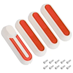 Reflective Wheel Cover Stickers for Electric Scooters - Night Safety Warning Protective Shells (White Red)