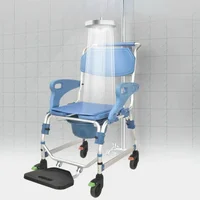 Aluminum Alloy Multi-Functional Commode Chair for Elderly, Non-Slip Armrests, Toilet Chair with Wheels, Bath Seat 1