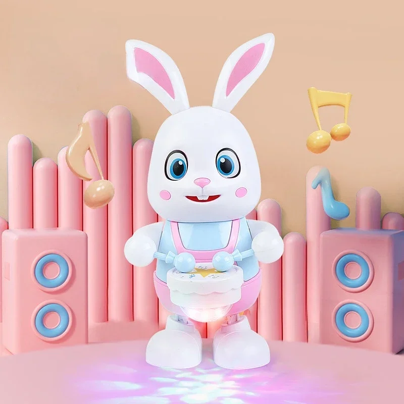 Robot Rabbit Dancing Sing Song Electronic Bunny Music Robotic Animal Beat Drum With LED Cute Electric Pet Toy Kids Birthday Gift 3