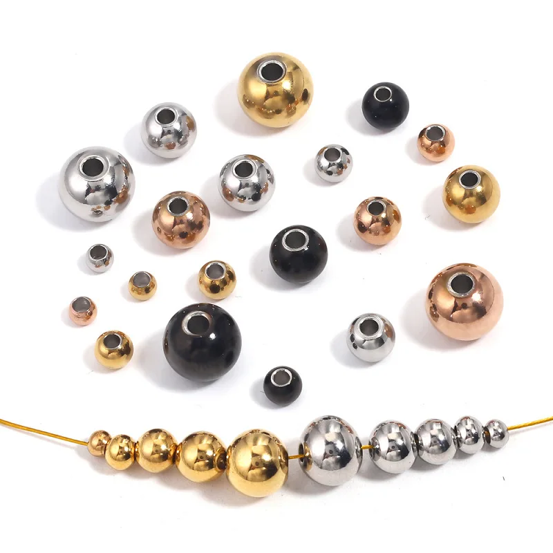 Rose Gold & Black Stainless Steel Beads