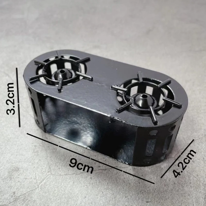 1:12 Dollhouse Miniature Scene Cooker Double Stove Mini Kitchen Black Metal/Plastic Stove Dolls House Kitchen Accessories