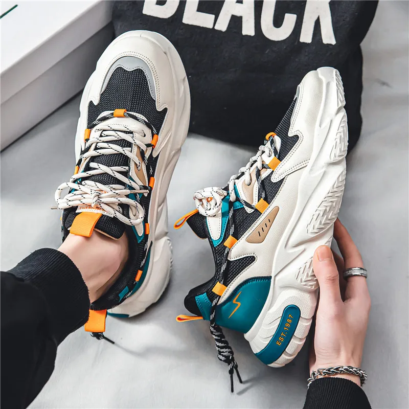 Men's Shoes Summer New Breathable Mesh Shoes Men's Sports Shoes Trendy Versatile Height Increasing Running