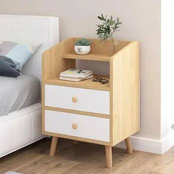 Bellissimo comodino di lusso in legno minimalista moderno organizer comodino scaffali portaoggetti semplici mobili Mesita De Noche 1