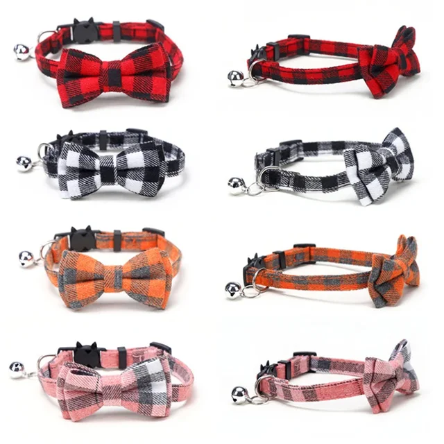1PC Cute Cat Collar Small Puppy Cat Dog Collars Bow Kitten Collar Bowknot Necklace with Bell for Dog Cat Chihuahua Pet Supplies 2