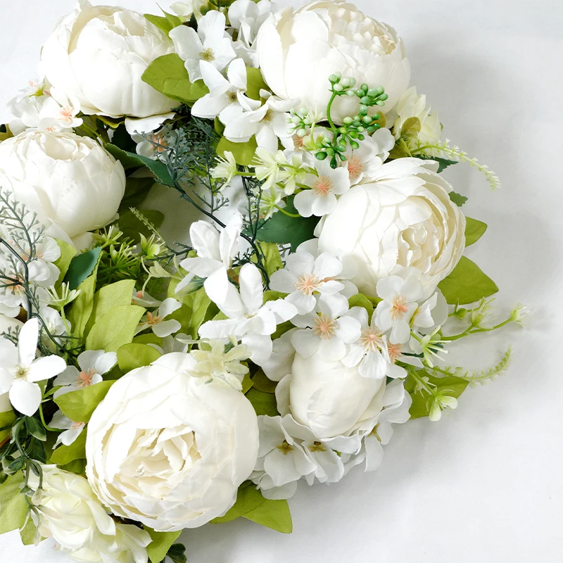 Artificial Peony Wreath Garland Rattan Home Decor Wedding Wreath Flower Home Christmas Door Decor Wedding Centerpiece - Image 4
