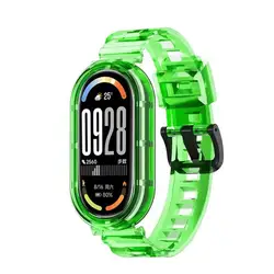 Transparent TPU Strap - Clear Soft Sport Wristband, Sweatproof Smartwatch Accessory - Mi band 10 (Green)